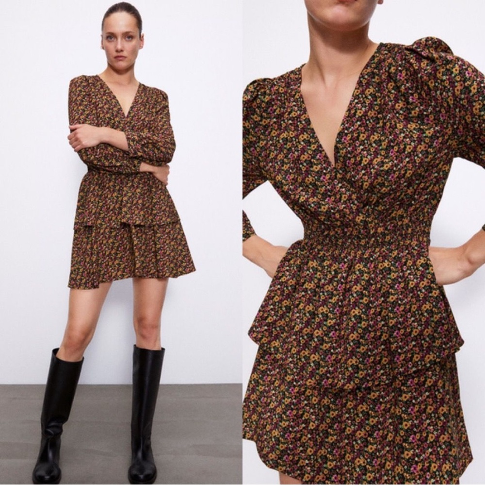 Zara Ditsy Print Floral Dress Size S
